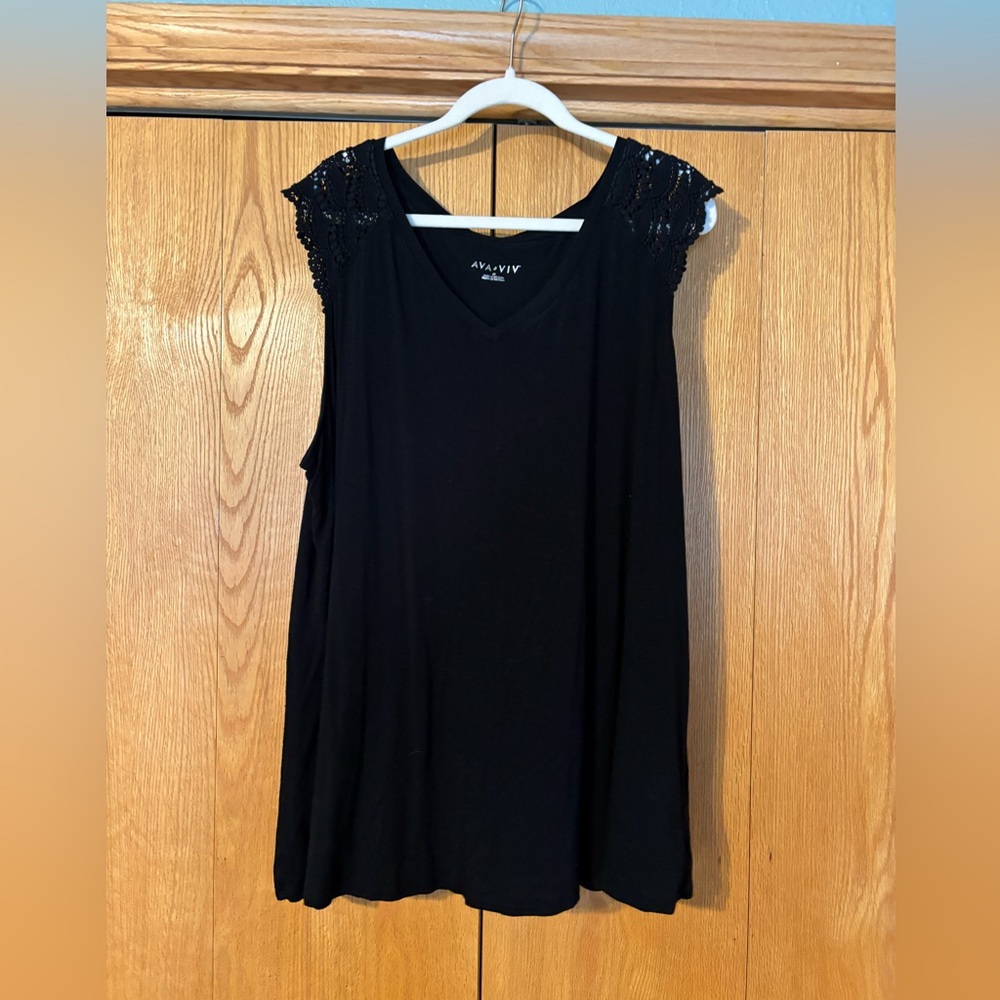 Ava & Viv Black Tank Top with Lace Shoulders